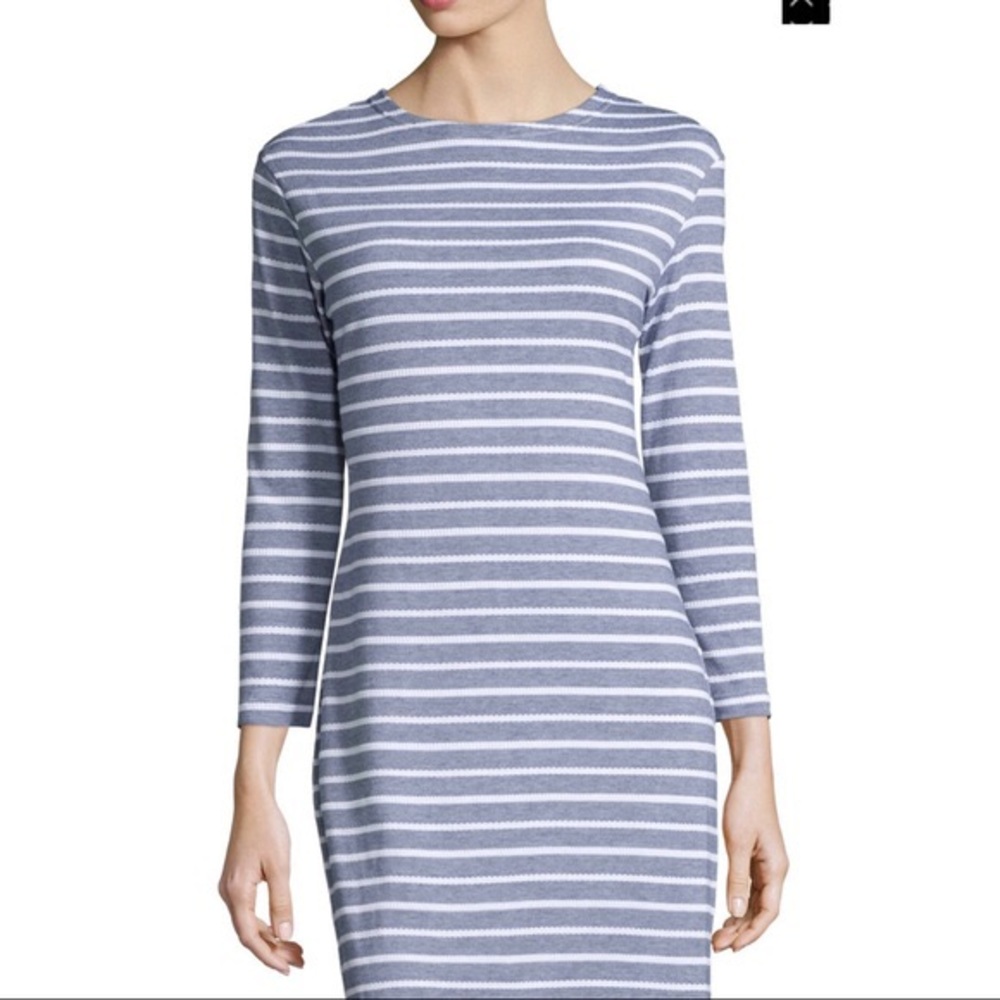 Sail to Sable textured blue/white striped dress